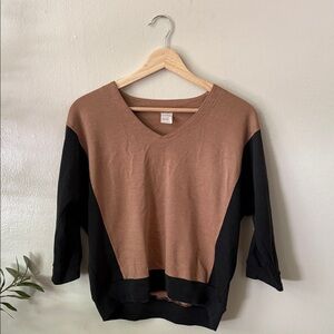 Jantzen Tan and Black V-Neck Sweater